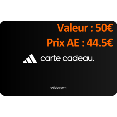 Carte cadeau ADIDAS 50 - Prix AE 44.5 par Avantages Enseignants