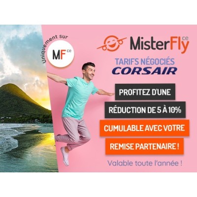 Corsair - MisterFly de -5 à 10 sur vos Vols !! par Avantages Enseignants