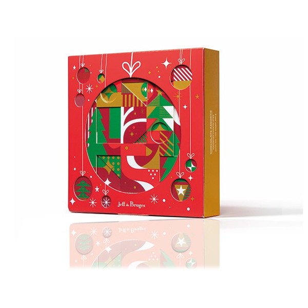Ballotin rouge 500 g chocolats assortis Jeff de Bruges
