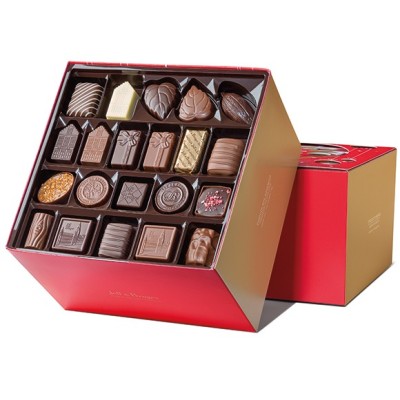 Ballotin rouge 1 kg chocolats assortis JEFF de Bruges